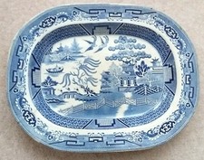 ANTIQUE - NEW WHARF BURSLAM SERVING DISH - LARGE WILLOW PATTERN - collection