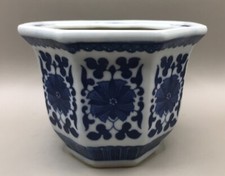Octagonal Chinese Blue & White Jardiniere / Cache Pot
