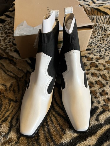 New zara black white leather - black,