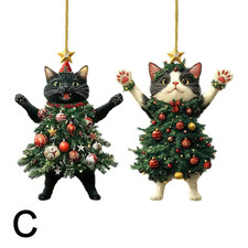 CUTE CAT HANGING ORNAMENTS CHRISTMAS TREE PENDANTS ACRYLIC HANGING DECORATION UK