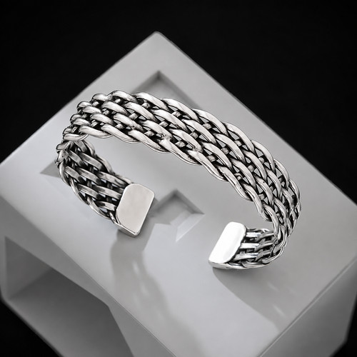 Solid 925 sterling silver mens - silver,