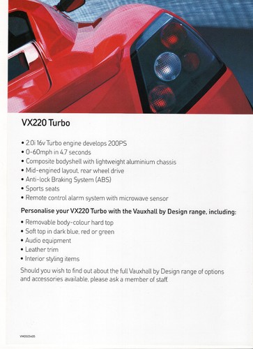Vauxhall vx220 turbo - turbo, showroom