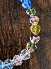 20 Glass Heart Millefiori