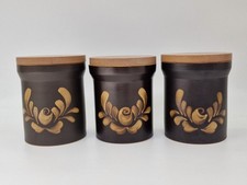 3x Vintage Retro Denby Bakewell Tea Coffee Sugar Brown Storage Jars