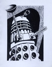 DOCTOR WHO ORIGINAL ARTWORK BLACKPOOL EXHIBITION BOOK INK DRAWING DALEK!