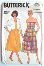 FF Uncut 12-16 Strapless Tie Back Dress & Jacket Sewing Pattern Butterick 6617