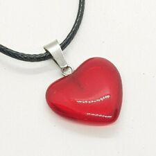 Red Sapphire Heart Necklace Pendant Yoga Chakra Ruby Healing Stone Crystal Yogi