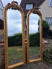 Pair Of Gold Ornate Arched French Regency Style Gold Wall Mirrors 6ft 2inch