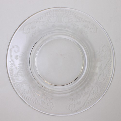 Etched glass dessert plate - glass, 7"