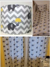 Baby Nursery Decor Curtains Duvet Ceiling Pendant Elephant With Yellow Umbrella