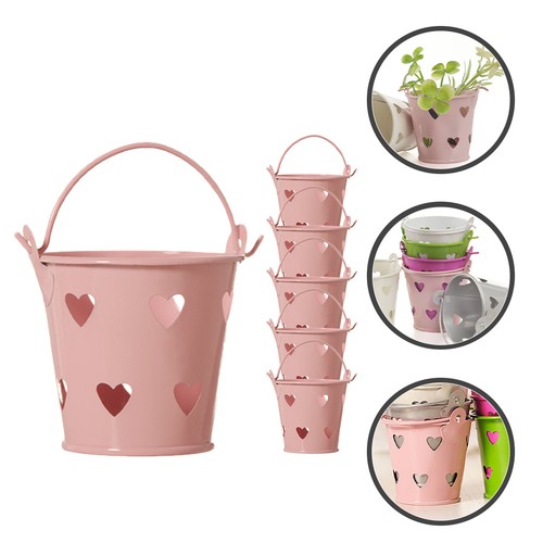 6pcs small metal buckets with - small,