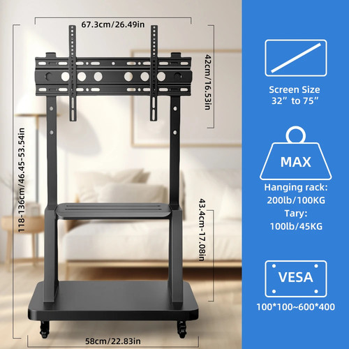 Mobile floor standing - 75",