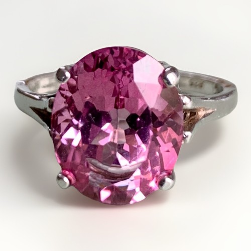 Sterling silver pink topaz - silver,