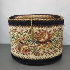 Vintage Storage Ottoman / Footstool Tapestry Floral Theme Sewing Box Handmade 