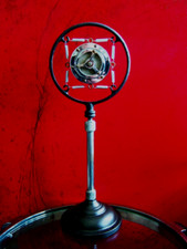 Vintage RARE 1930's Lifetime Toledo Carbon spring microphone w stand Shure