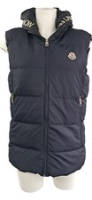 Moncler Sleeveless Puffer Gilet Women's Small Navy Zip Hooded Lightweight
