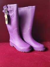 Chooka Ladies 2 Buckle Purple Rubber Rain Boots Water Proof Size 6 New With Tags