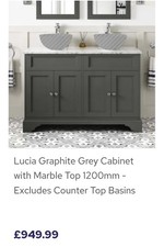Graphite Grey Floor Standing Double Vanity Unit 1200MM *PLUS two basins*