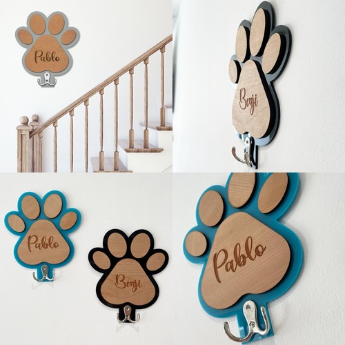 Personalised pawprint dog - dog, lead
