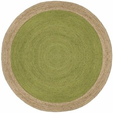 Jute Rug Round Handmade 100% Sea Grass Jute Floor Carpet/ Mat- Green+Beige