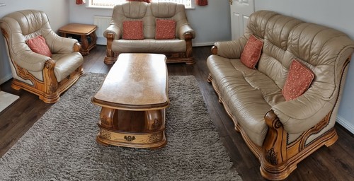 Italian leather sofa set with