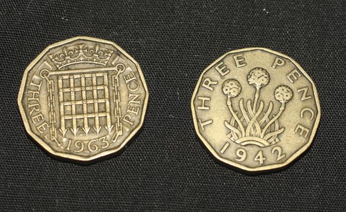 Old english threepence coin - threepence,