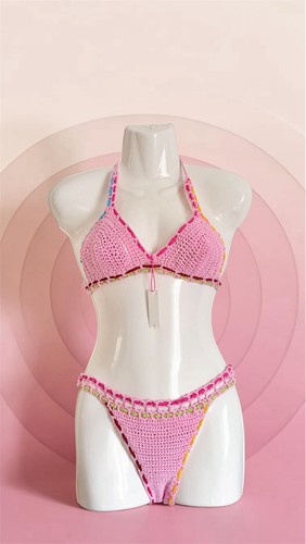 Pink womens crochet bikini - womens,