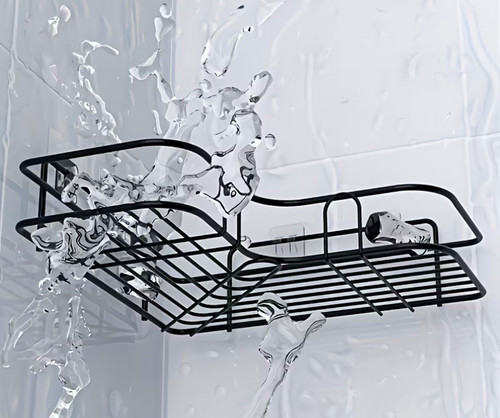 Black metal corner shower - black,