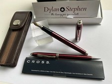 Cross Townsend Garnet Lacquer fountain pen + Ballpoint pen set + Leather pouch