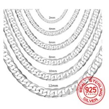 Italian Style Heavy Solid 925 Silver Sterling Curb Chain - For Men, Women & Boys
