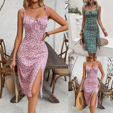 Womens Boho Floral Cami Midi
