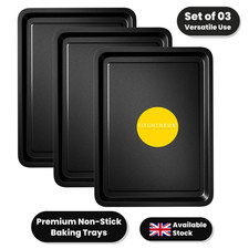 3x Non Stick Tin Baking Tray