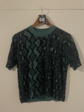 Fred Perry Amy Winehouse Snake Print Knit Deep Mint Size 12 Pre Owned Excellent