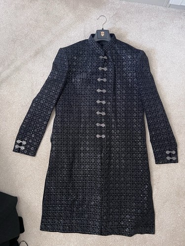 Mens black sherwani - black,