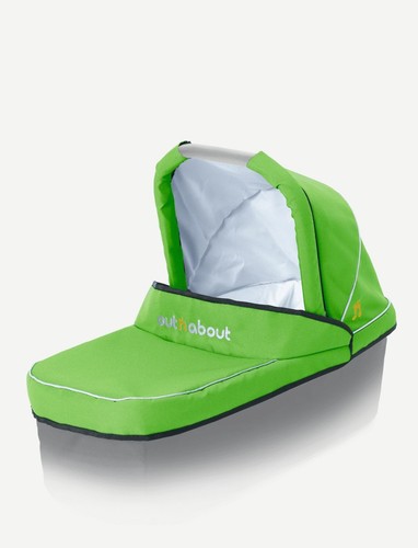 Out about carrycot - out, n