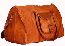 Men's New Brown Vintage Gym Leather Genuine Weekend Carry Duffle