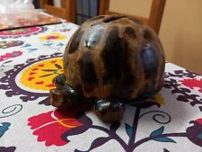 Vintage Studio Pottery Tortoise Money Box Piggy Bank    