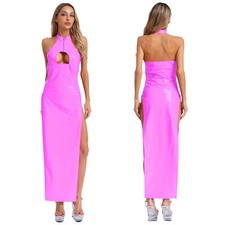 UK Women Wet Look PVC Leather