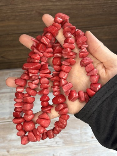 Red coral dyed quartz - dyed,