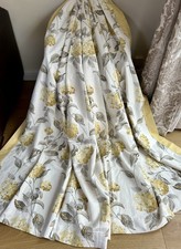 STUNNING BESPOKE LAURA ASHLEY HYDRANGEA CAMOMILE LINEN CURTAINS (pair 2)