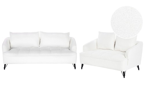 Boucle sofa set white hobro - set,