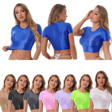 Womens Short Sleeve Crop Tops