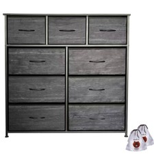 Fabric Chest of Drawers 9 Drawer Dresser Bedroom Bedside Storage Organizer Unit