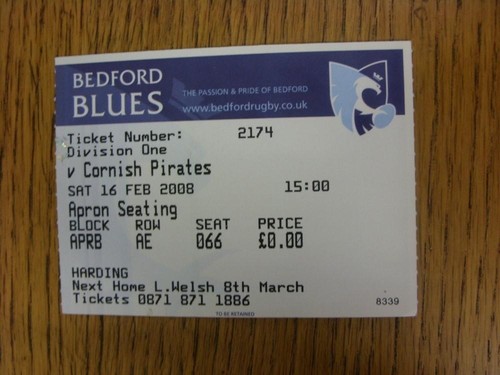 2008 rugby union ticket - 16/02/2008,