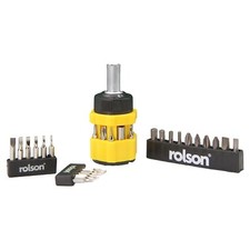 Rolson Stubby Ratchet Screwdriver: 15 Screwdriver 18 Bit Set 28399