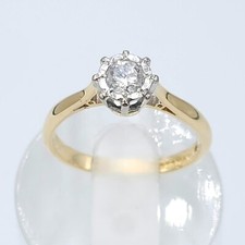 Vintage 18ct Yellow Gold 1/4 ct Natural Diamond Solitaire Ladies Ring Size M