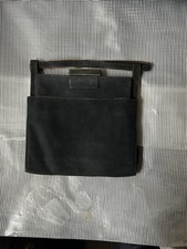 Vintage 1950s Black Suede Handbag – Gold Tone Frame – Mid Century Top