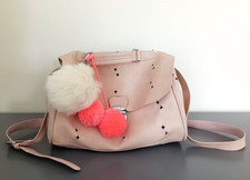 Zara Girls Pink Star Crossbody Bag with Pom Poms