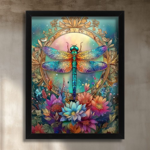 Colourful dragonfly wall art - dragonfly,