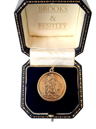 9ct gold christopher medal - gold, st.
